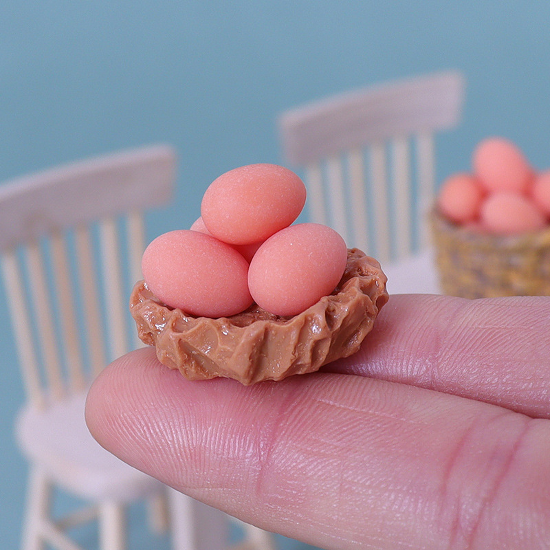 Dollhouse miniatura OB11 comida y juego accesorios de tiro modelo decoración escena huevo pollo nido combinación