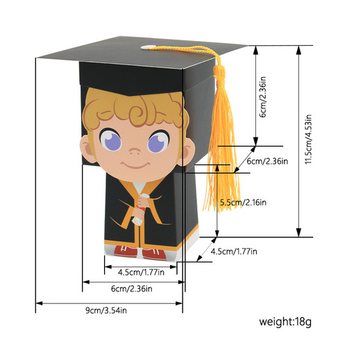 European style new party gift box, graduation gift box, doctor's hat box, three-dimensional bachelor's hat, doctor's hat candy box