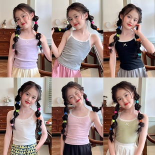 2025 New Girls Thin Small Suspbottomer Summer Outerwear Vest Modal Bottoming Solid Color Korean Style Western Style Inner Wear