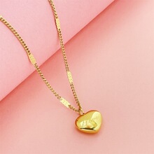 14K镀金项链新款LOVE爱心太钢项链锁骨简约轻质ins轻奢桃心