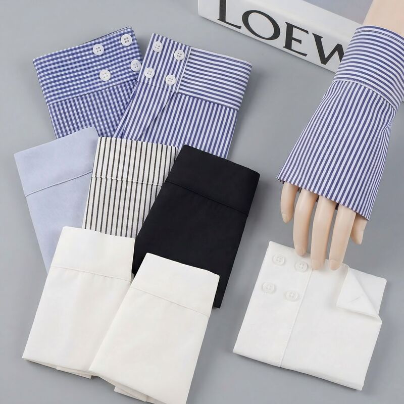 Shirt Fake Cuffs Striped Plaid Fake Sleeves Versatile Layering Accessory Sweater Hoodie Decoration Commuting Factory Direct Sale Shirt Fake Cuffs Striped Plaid Fake Sleeves Versatile Layering Accessory Sweater Hoodie Decoration Commuting Factory Direct Sale