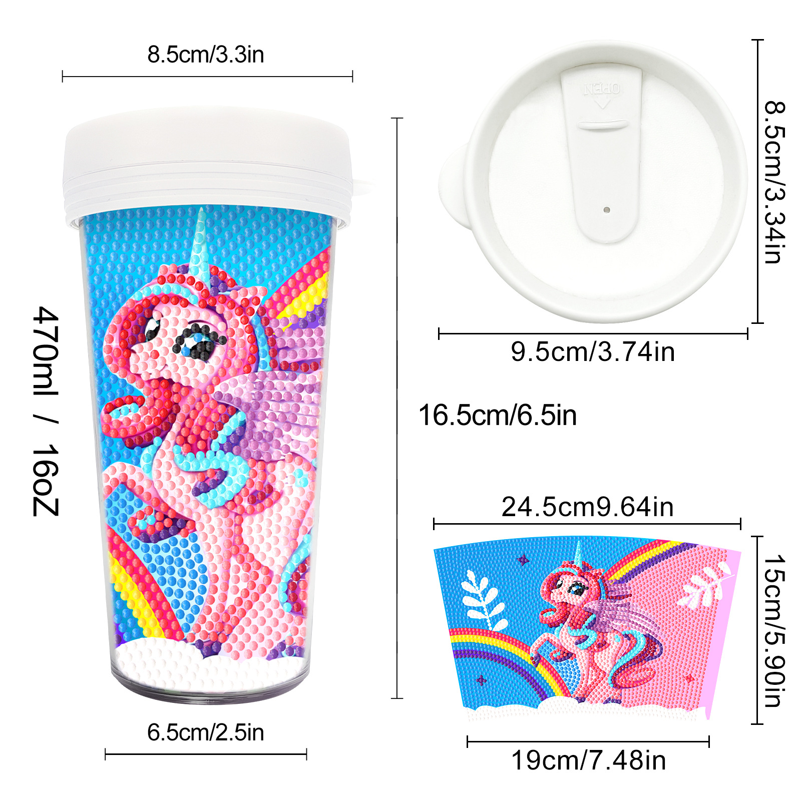 Pintura de diamantes seleccionada nueva taza de bricolaje pintura de diamantes completa etiqueta de artesanía de diamantes botella de agua para beber distribución al por mayor