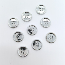 现货亮银色1.5CM四眼四边塑料电镀喷镀金属色扣子纽扣纽扣