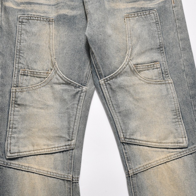 Moda męska Nowe kreatywne wzornictwo wysokiej jakości sprane proste dżinsy męskie i damskie Moda marka ins luźne szerokie spodnie_voghion.com