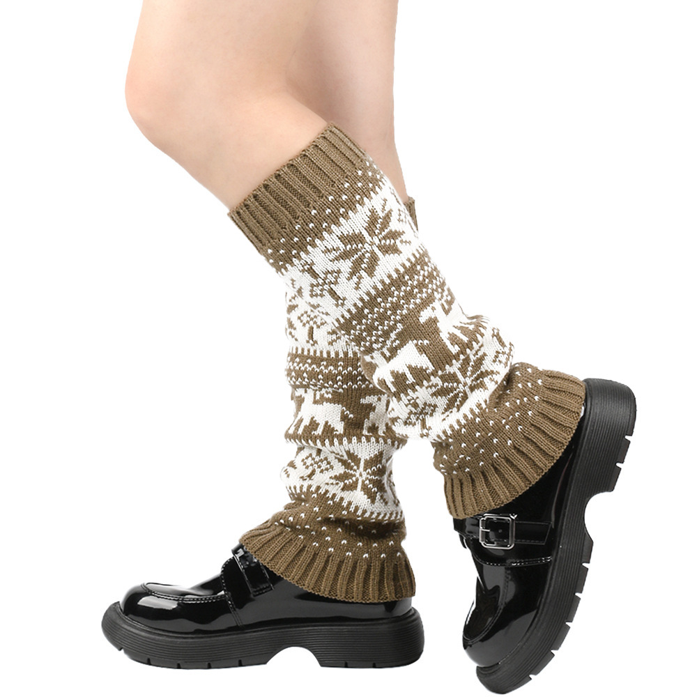 Calzini spessi calzini di Natale fiocco di neve cervo autunno e inverno copripiedi caldi calzini in pile calzini di lana lavorati a maglia leggings_voghion.com