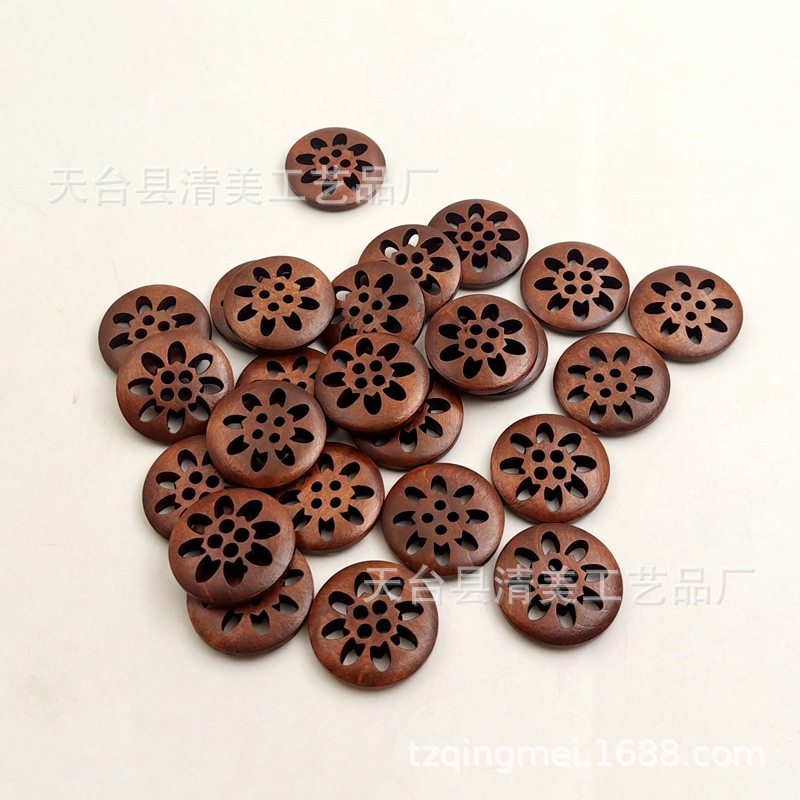 25mm de profundidad café madera hueco en forma de botones de madera DIY decorativos redondos botones de madera 20 piezas un paquete