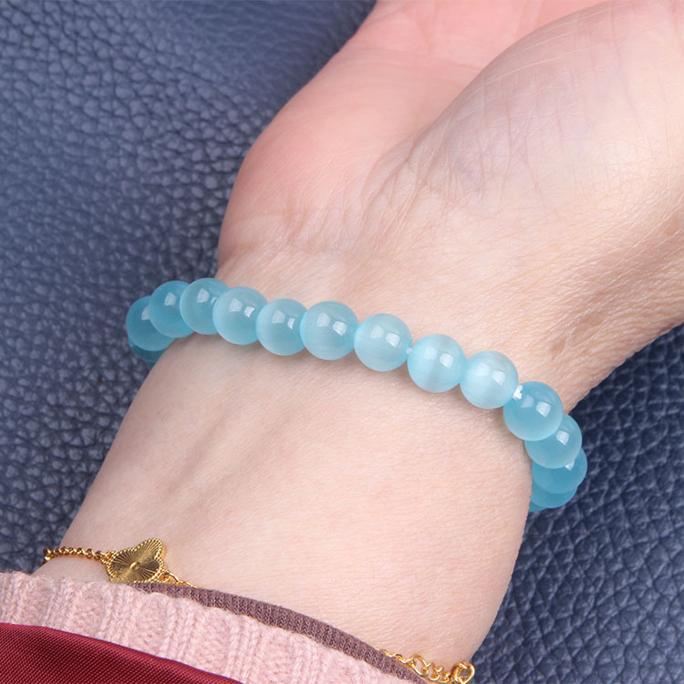 하늘색 캐츠아이 팔찌 8mm/약 23개 16g