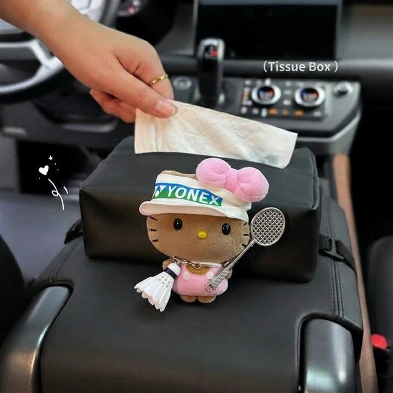 Car Tissue Box for Women, Cute Kt Car Tissue Holder, Hanging Seat Back Bowknot Car Decoration