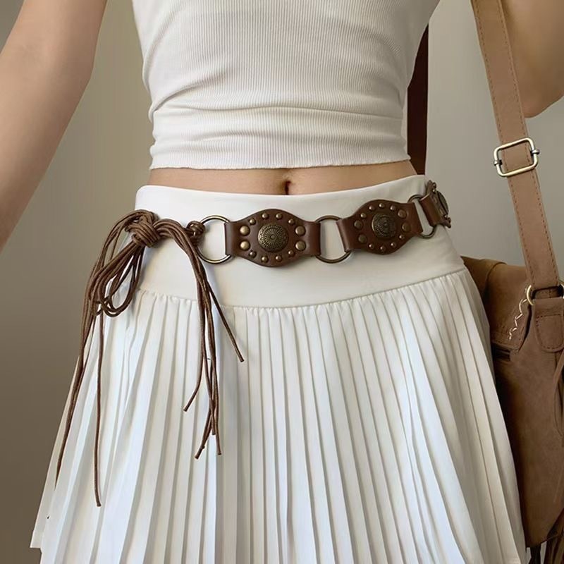 Western American Retro Belt for Women, Ethnic Style, Hot Girl Wasteland Style, Skirt, Sweater, Accessories, Belt Decoration, Trendy