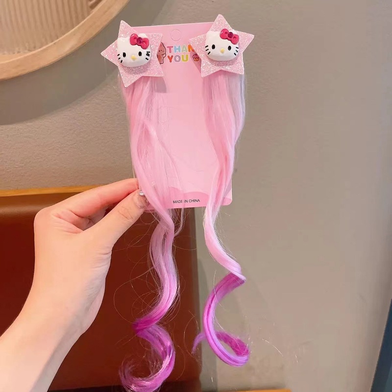 子供のファンタジーマイリトルポニーリボンかつらヘアピン少女漫画スタイル女の子弾性ふわふわヘアアクセサリー|undefined