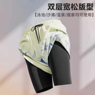 Adult Men's Swimming Equipment Hot Spring Five-Point Swimming Trunks Men's New Quick-Drying Large Size Anti-Embarrassment