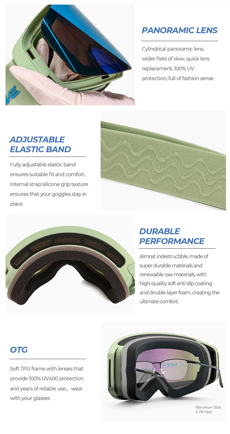 Skibrille Antibeschlag- und Anti-Wind- und Sand-große zylindrische Schneebrille für Männer und Frauen Bergsteigen Schneeausrüstung Skifahren_voghion.com