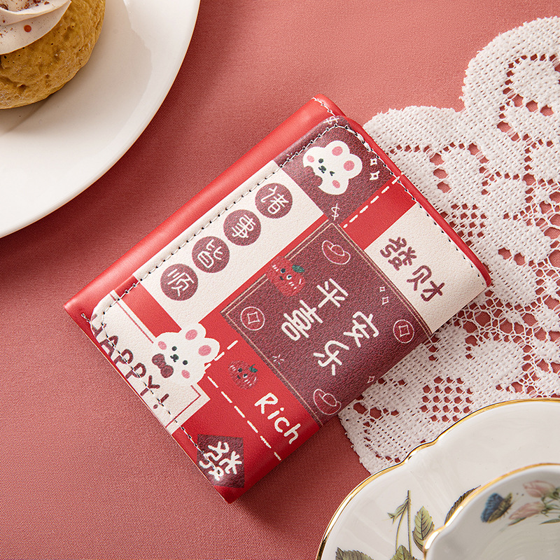 Nueva chica sueño primavera Picnic serie conejo oso tríptico cartera lindo diseño original multi-tarjeta monedero bolsa