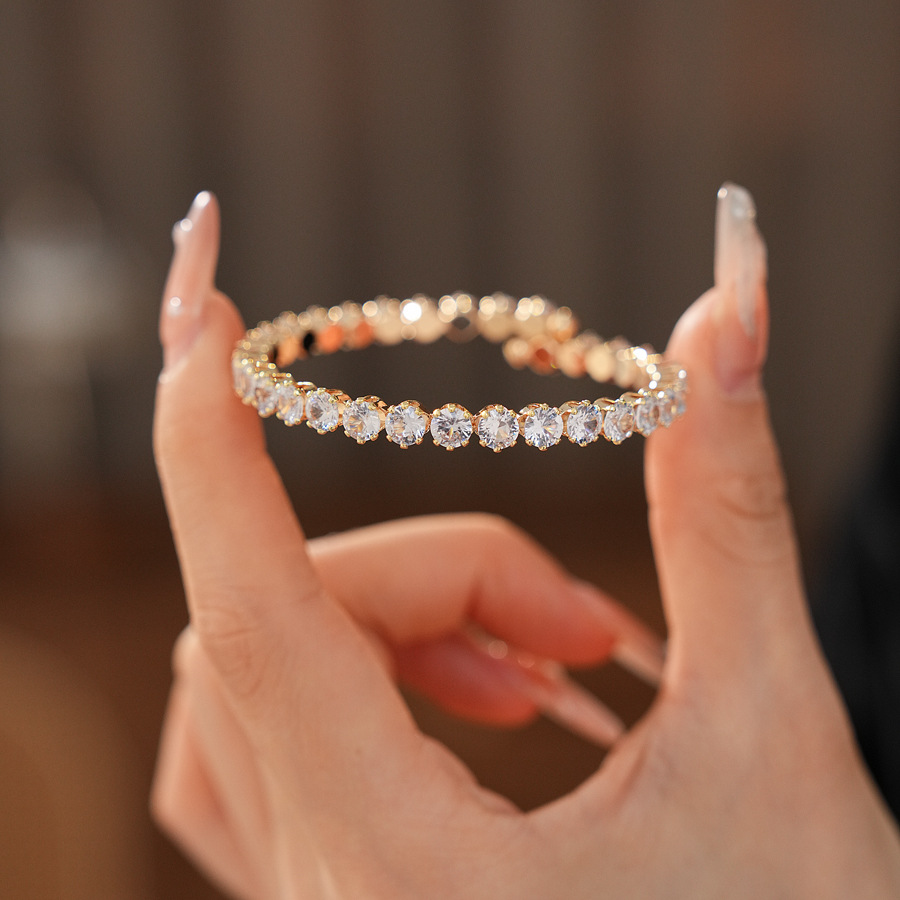 Pulsera abierta de amor de circón, pulsera exquisita de estilo de palacio de lujo ligero, sentido de alta gama de todo fósforo, joyería europea y americana al por mayor
