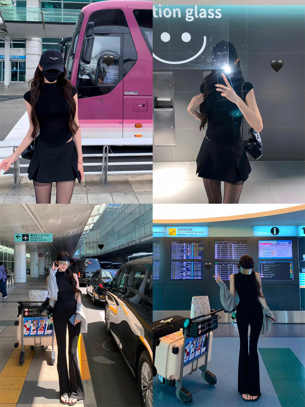 白水籹 高智姐感穿搭 半高领T恤女夏韩系设计感修身显瘦无袖上衣|undefined