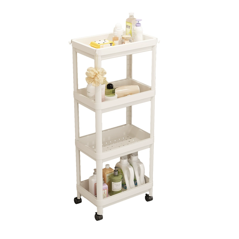 Bathroom storage rack with wheels trolley bathroom floor-standing cosmetics multi-layer storage rack living room snack storage Shentu