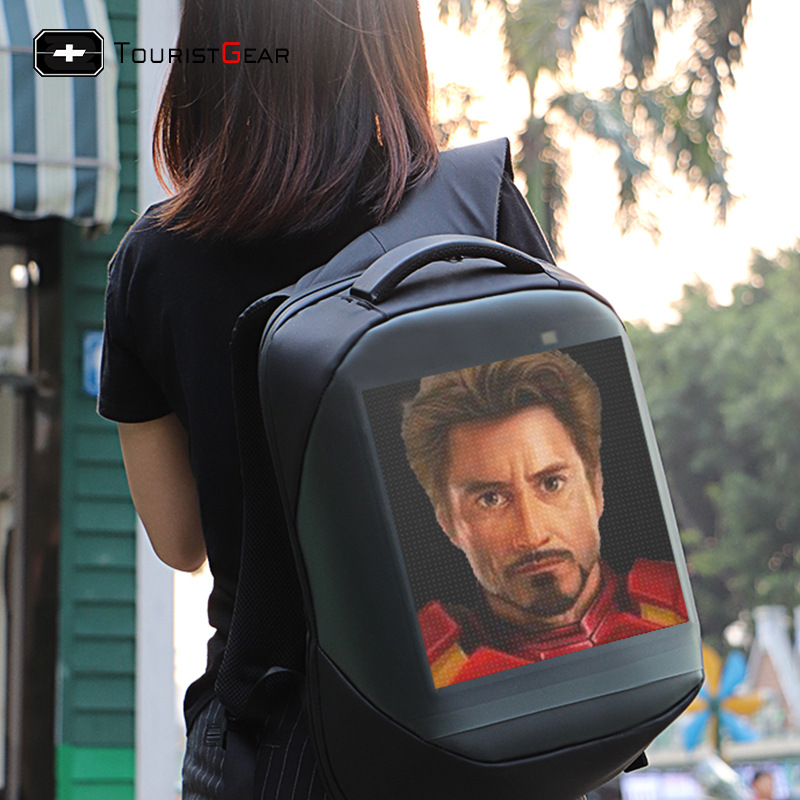 LED mochila creativa DIY moda personalizada Pantalla de publicidad móvil viaje al aire libre mochila impermeable