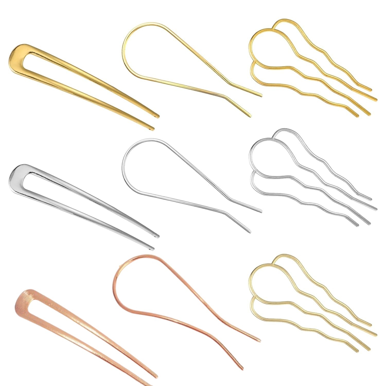 Pein de cabello de aleación simple de cuatro dientes estilo chino disco retrogrado pein de cabello DIY onda U-shaped color al por mayor pinzas de cabello