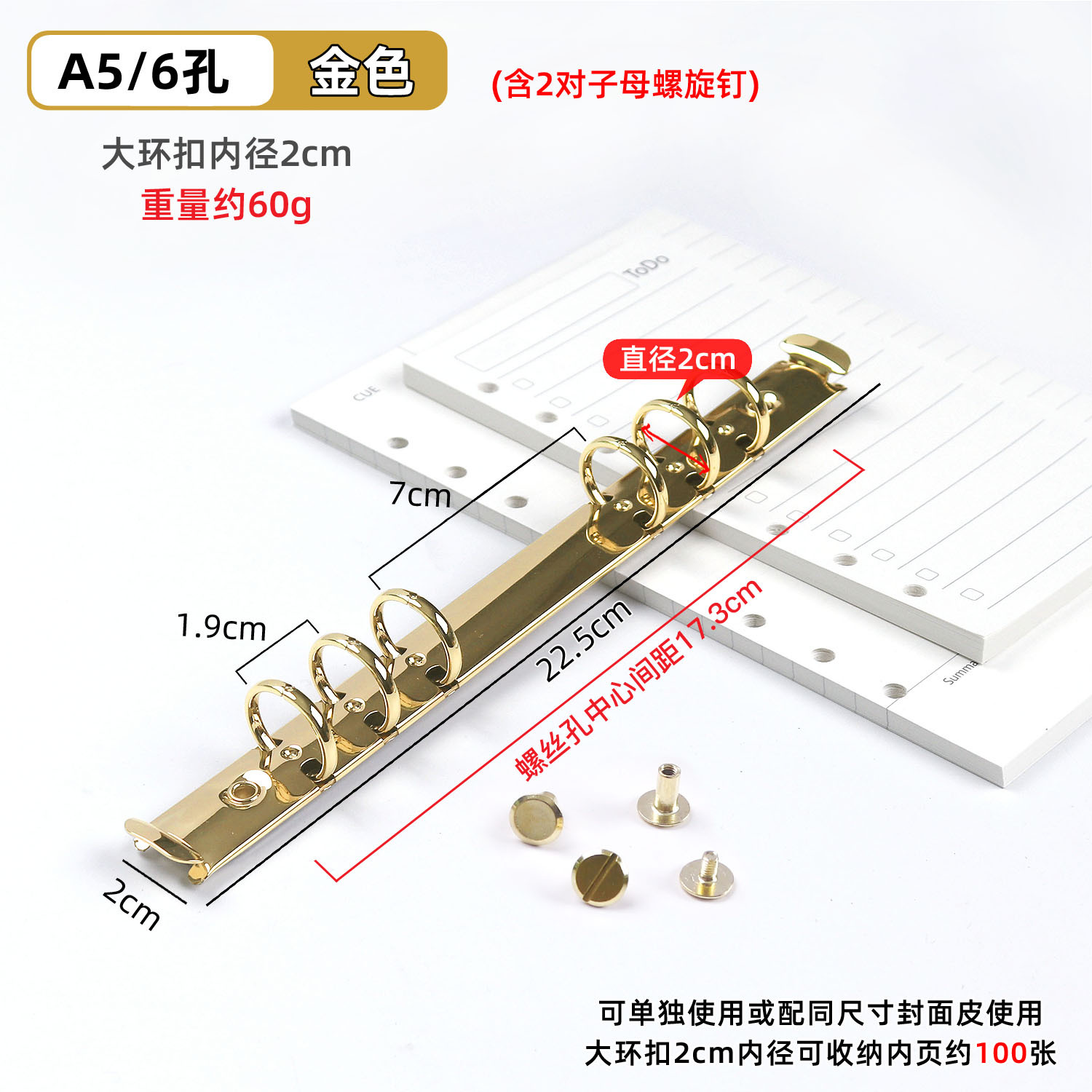A5 골드 대형 링 버클 2cm + 시어머니 못 2쌍