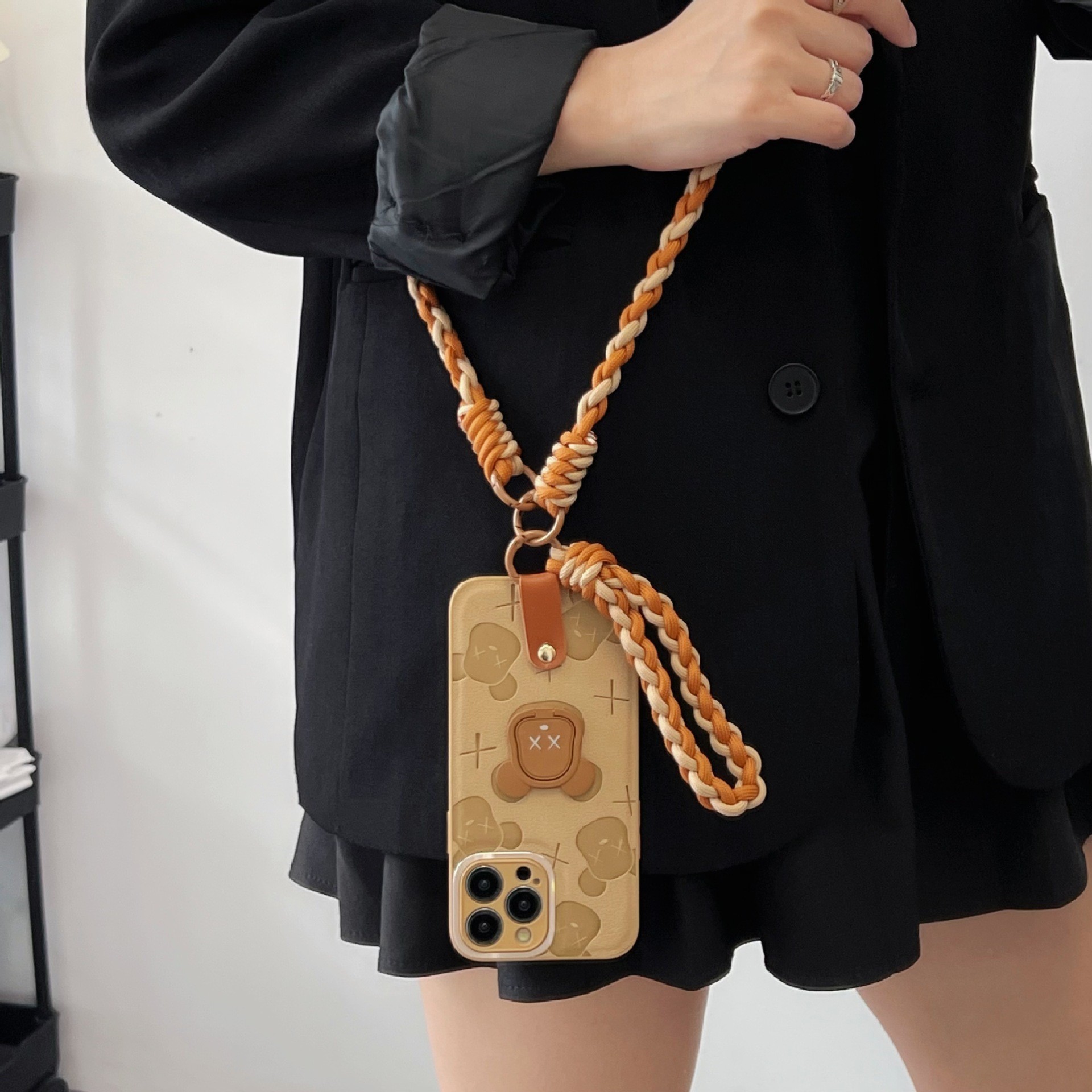 Marca de moda dibujos animados oso IPhone14ProMax cuero en relieve Apple 15PRO caja del teléfono para IP13/12