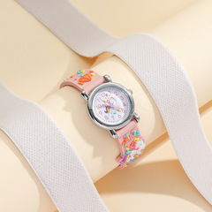 新款兒童手錶 可愛彩虹小馬兒童石英手錶塑膠錶帶