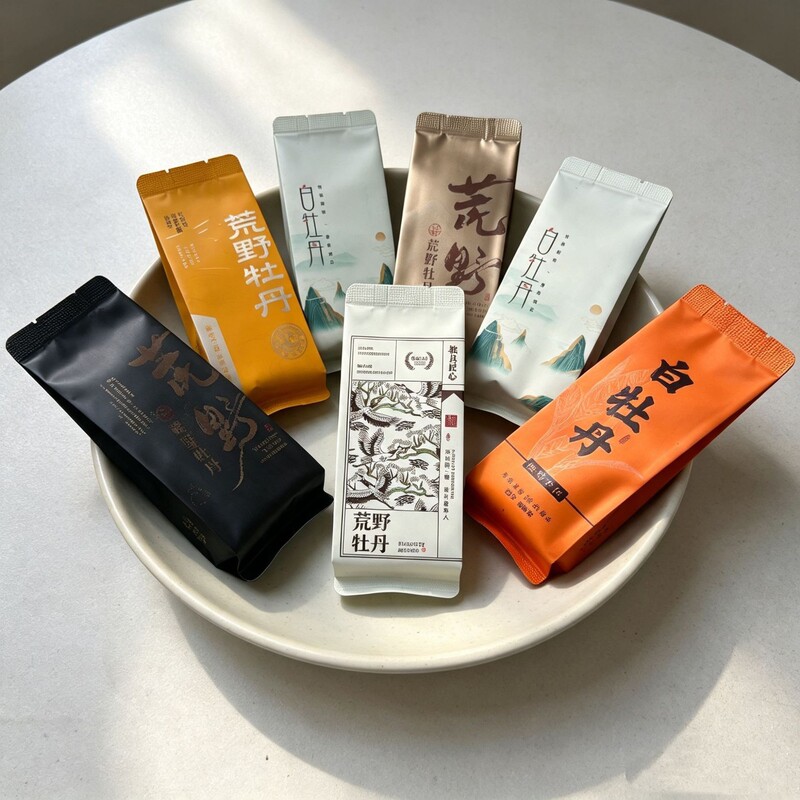 Fuding Wild White Peony White Tea in individual small tea bags, loose high mountain white tea leaves, supports sample requests from the source manufacturer