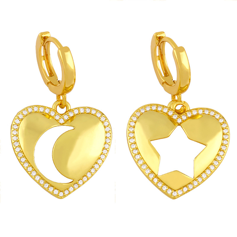 Boucles D&#39;oreilles Diamant Coeur Rétro display picture 5