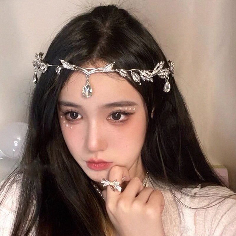 Escape Princess Headwear New Style Super Fairy Forest Style Leaves Water Drop Bridal Crown Headwear Wedding Dress Accessories