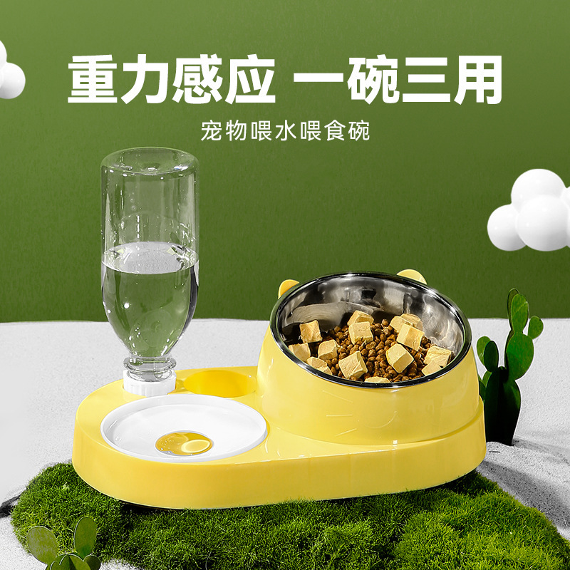 Tazón de gato Tazón doble Tazón de agua potable automática Tazón de perro Tazón de comida Teddy Tazón de arroz Perro Gato Bebida de agua Tazón de comida para gatos Tazón para mascotas