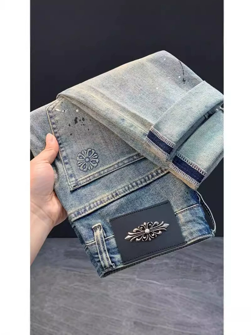 Ретро джинсы, эластичные брюки, узкий крой