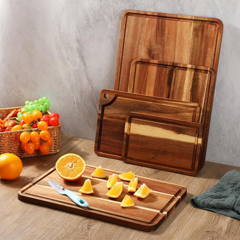 Acacia Wood Cutting Board 5-Piece Kitchen Set Deli Board Can Be Customized with Juice Groove Double-Sided Cutting Board Chopping Board Acacia Wood Cutting Board 5-Piece Kitchen Set Deli Board Can Be Customized with Juice Groove Double-Sided Cutting Board Chopping Board