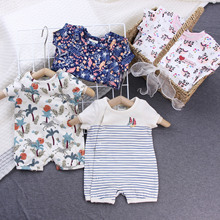 2025婴幼童短袖平角爬服哈衣欧美跨境春秋连体衣纯棉透气欧美风