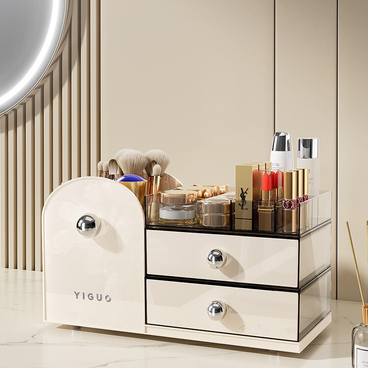 Household Desktop Cosmetics Storage Box Advanced Skin Care Lipstick Finishing Storage Rack Light Luxury Dustproof Drawer Type