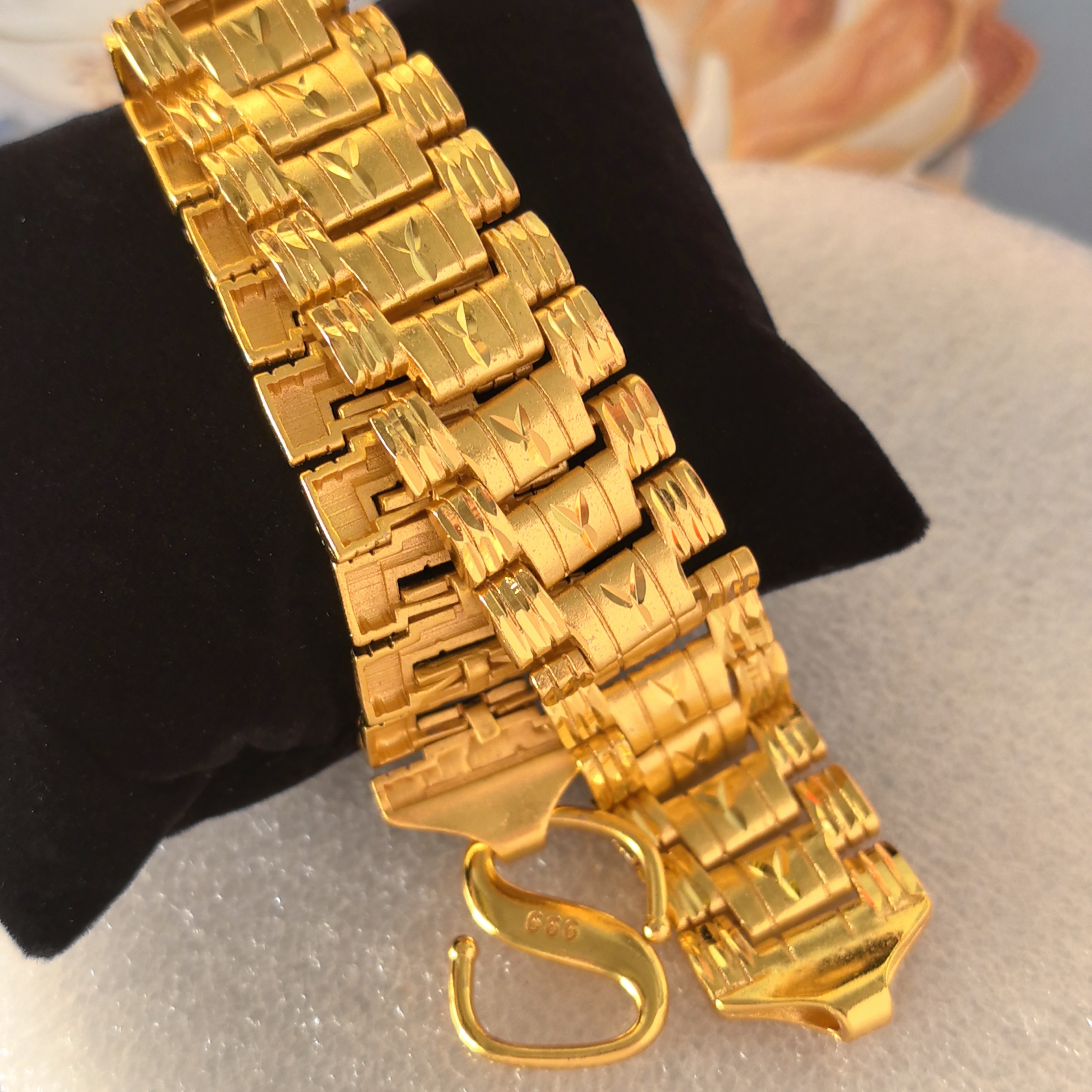 Brass Gold-Plated Men's Tank Chain Watch Chain High-End Simple Domineering Versatile Gold Bracelet Manufacturer Wholesale