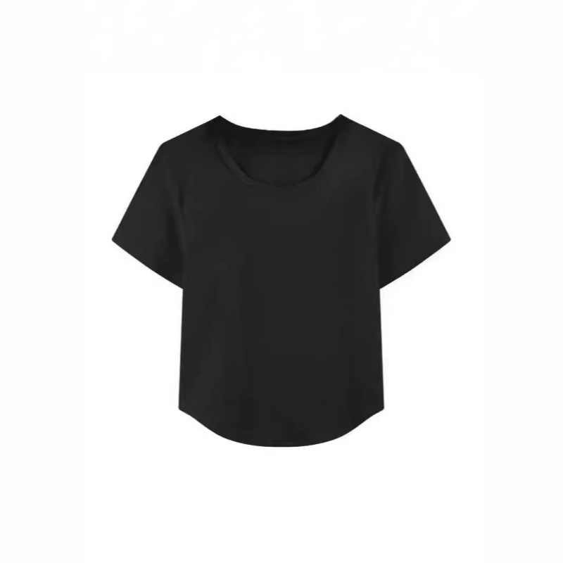 カボチャカラードーパミンウェアカーブヘムレディーススリム夏新作半袖Tシャツスリムショートトップイン|undefined