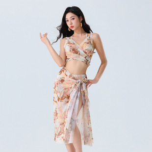 New Women's Split Three-Piece Printed Boxer Fashion Slimming Sun Protection Beach Hot Spring Vacation Swimsuit Women Wholesale