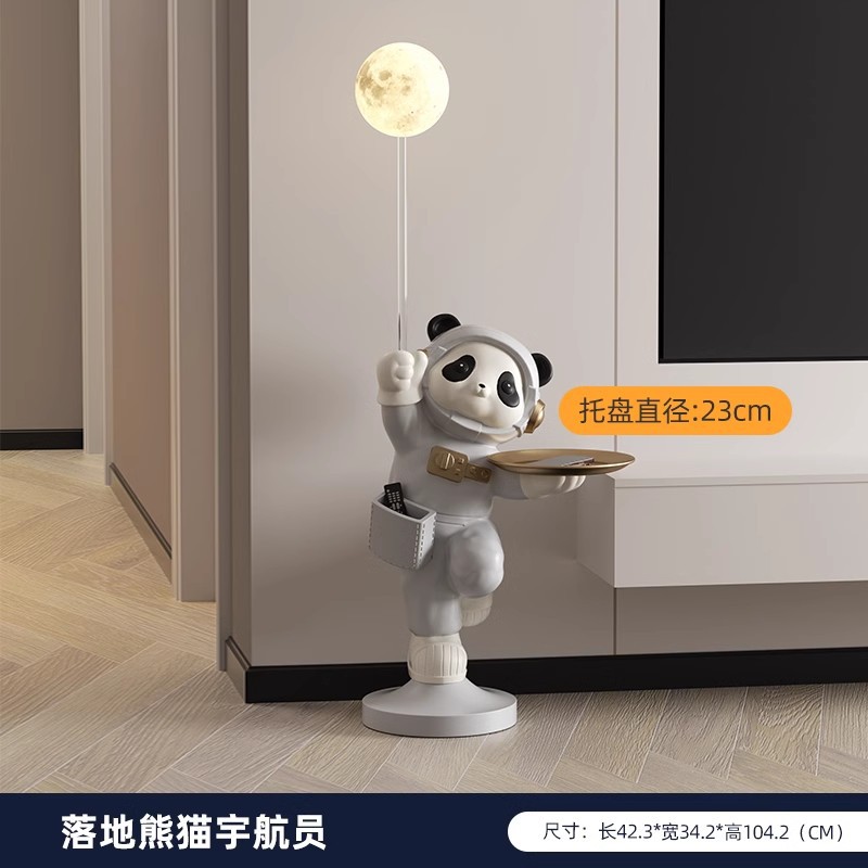 Sala de estar atmosférica de alta gama, decoración de gabinete de vino panda, decoración de gabinete de TV para el hogar de lujo ligero, instalación artesanal de escritorio de oficina de entrada