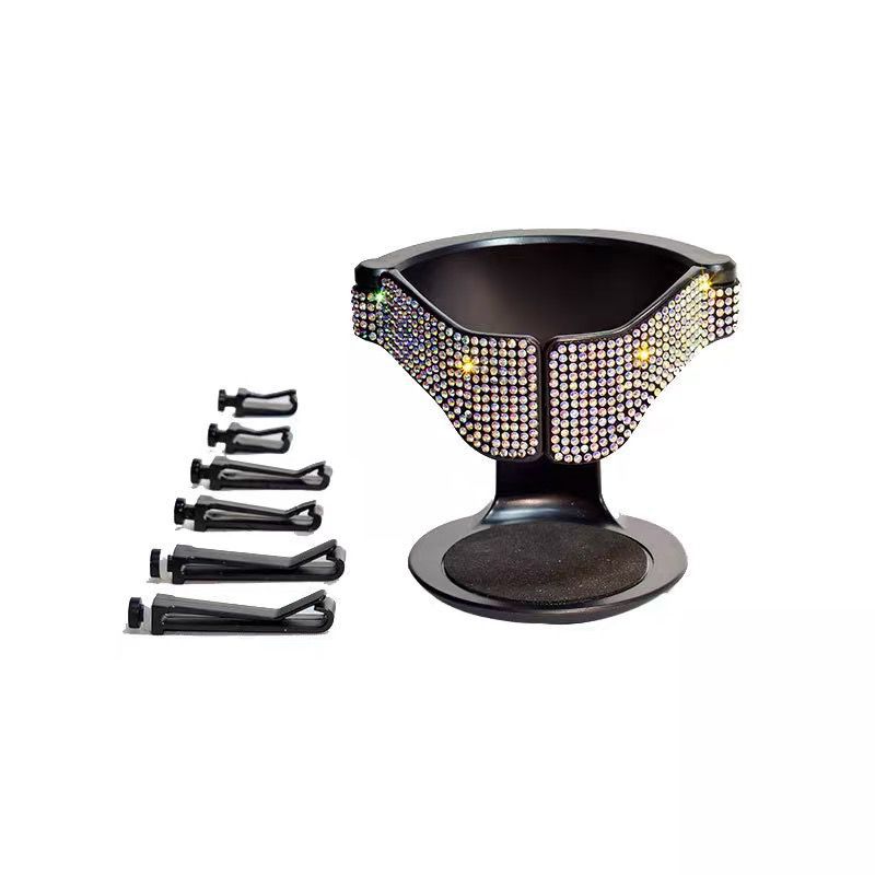 Coche transfronterizo Portavasos de agua incrustado en diamantes Salida de aire del coche con estante de bebidas de diamante Cenicero Soporte