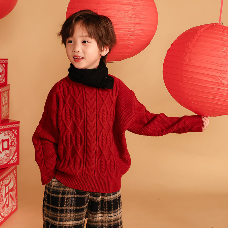 트위스트 레드 라운드넥 레트로+네이비 와이드 팬츠