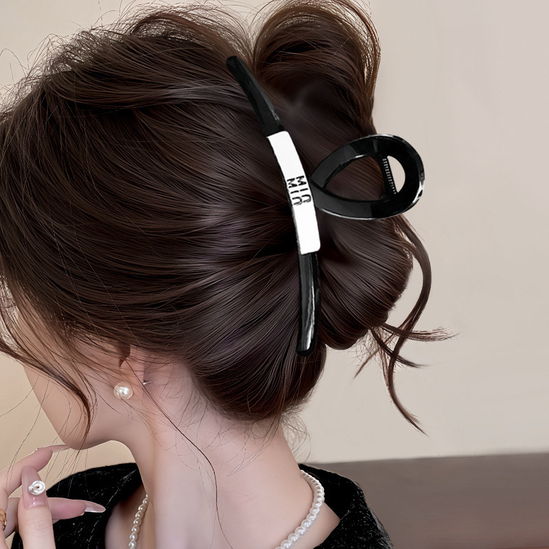 女性用ブラックグリッパー、大容量、ハイエンドシャーククリップ、2025年新作ハイエンドヘアクリップ、後頭部ヘッドギア|undefined
