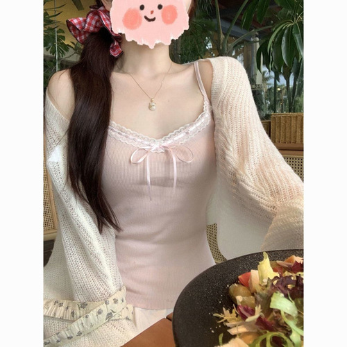 Large size women's clothing 2026 new style base vest with inner and outer wear to show a slim back lace suspender top for women