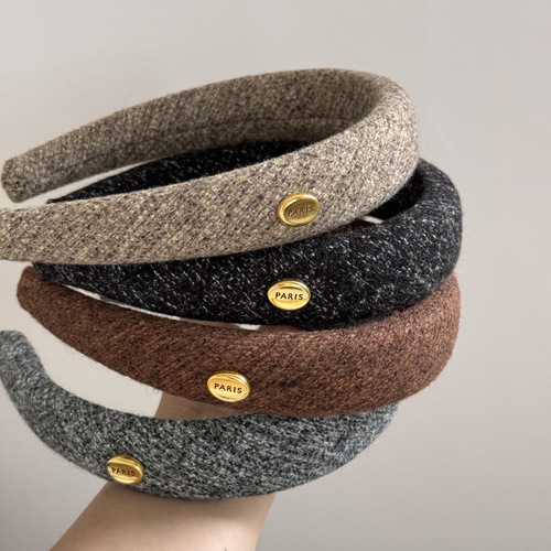 Oval gold buckle literary retro wide version headband new style exquisite foreign style sponge high skull headband high-end and simple