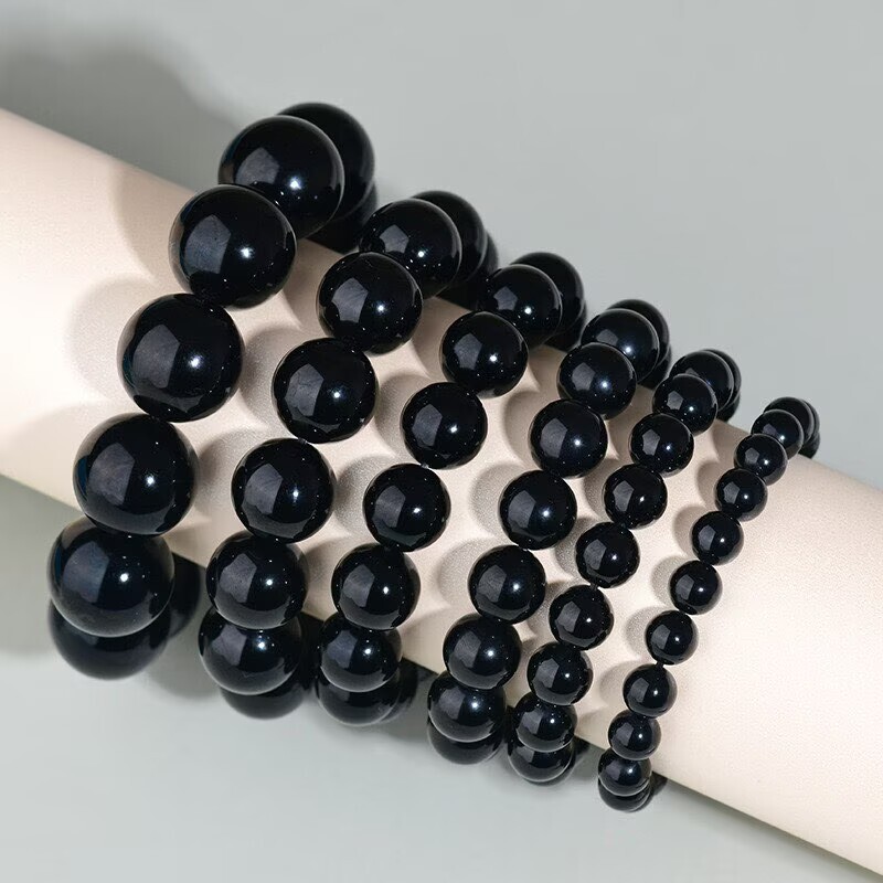 Black Obsidian Bracelet for Men and Women, Single-Circle Obsidian Bead Bracelet, Obsidian Stone Jewelry Wholesale