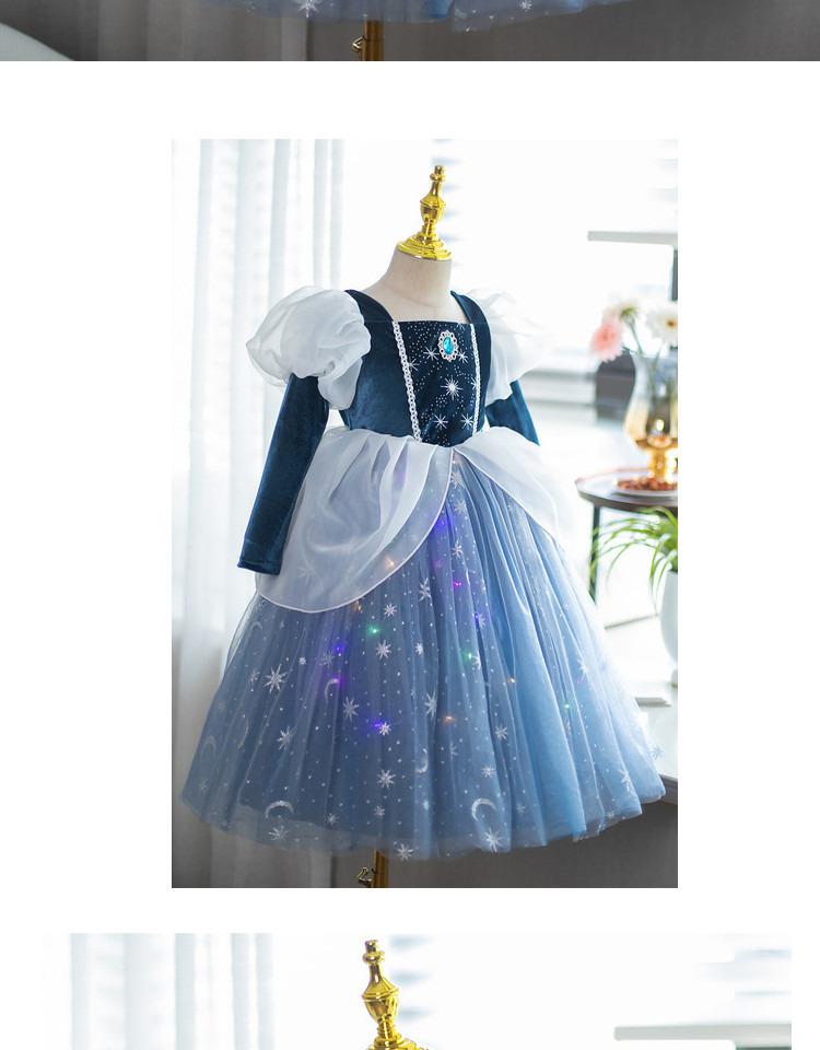 Vestido de festa de Halloween para meninas, manga comprida, princesa cinza Gulang, primavera e outono, Natal_voghion.com
