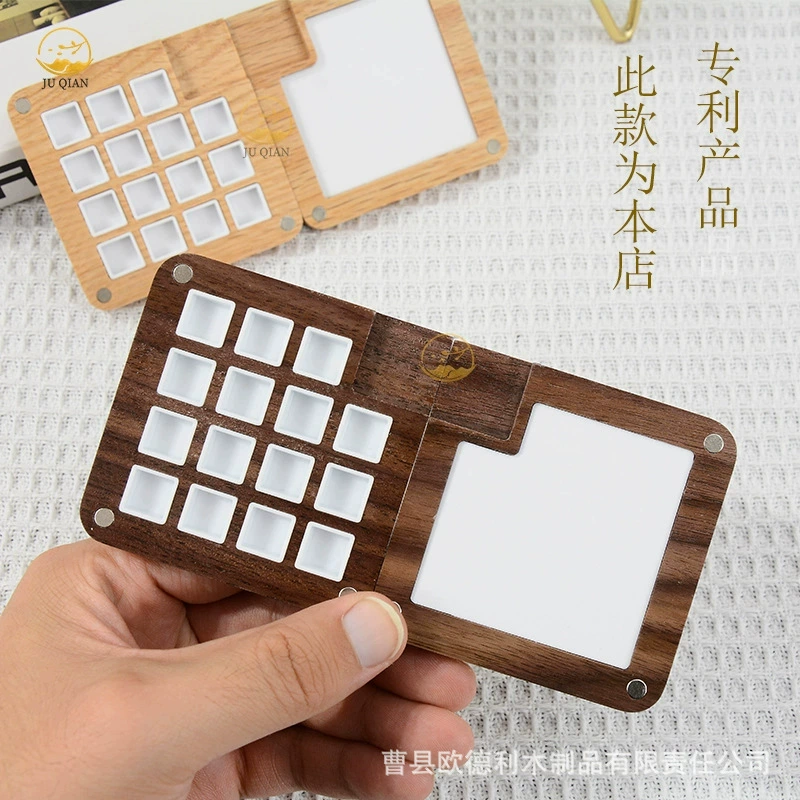 Фабрика прямых волос черный орех дерево для детей ручной работы ins ветер деревянная краска коробка 15 сетки магнитного притяжения акварели