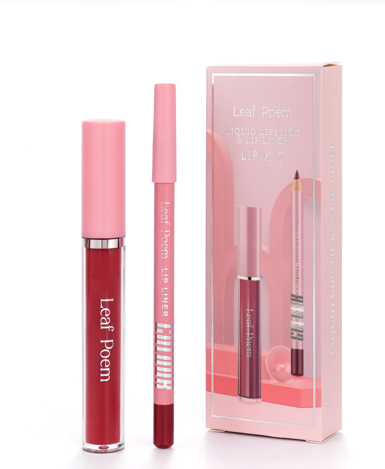 LEAF P0EM Maquillage Cross-Border Ensemble Gloss à Lèvres Mat Waterproof Non-Stick + Liner_voghion.com