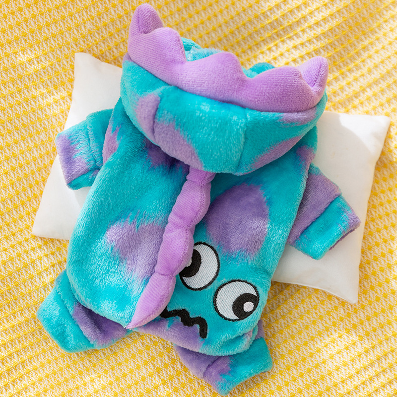 Otoño y invierno gatos calentados y gruesos felines disfraz de pequeño monstruo de cuatro patas felines perros Teddy ropa de mascotas