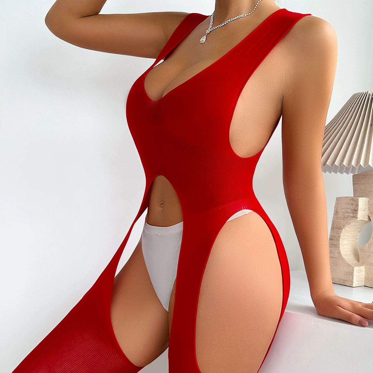 Women's Bodysuit European Style Gradient, Sheer Lace One‑Piece, Stretch Fit (Average Size)