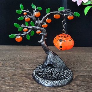 New Chinese-Style Enamel Light Luxury Entrance Living Room Home Persimmon Alloy Incense Burner Office Gift Decoration