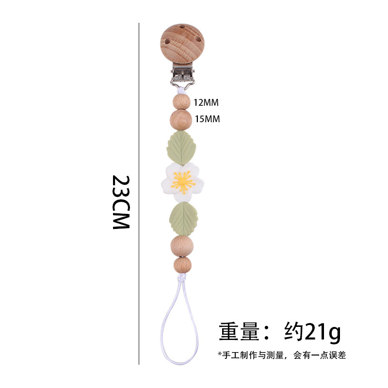 Nuevo clip de chupete de haya para bebés, dibujos animados creativos para bebés, flor de begonia, muerde los dientes, cadena de chupete anti-caída